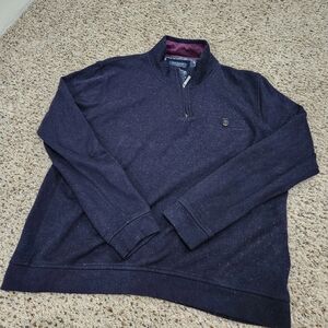 Ted Baker Blue Zip Up Sweater with Mock Collar
